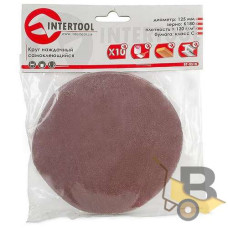 Круг наждачний самоклеючий 125 мм, К180, уп. 10 од INTERTOOL BT-0518